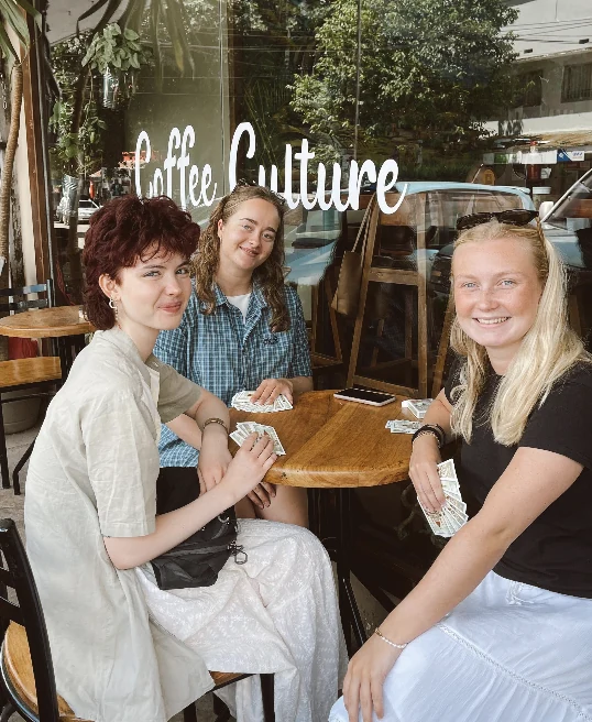 Guests at the outdoor tables outside Coffee Culture